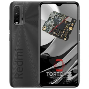 Redmi 9T z ilustracją zalania - czyszczenie po zalaniu