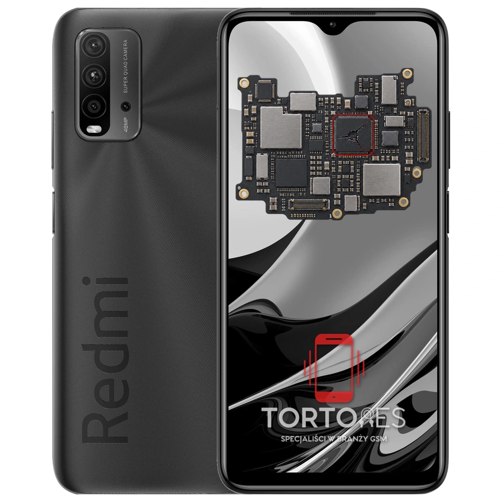 Redmi 9T z ilustracją płyty głównej - naprawa płyty głównej