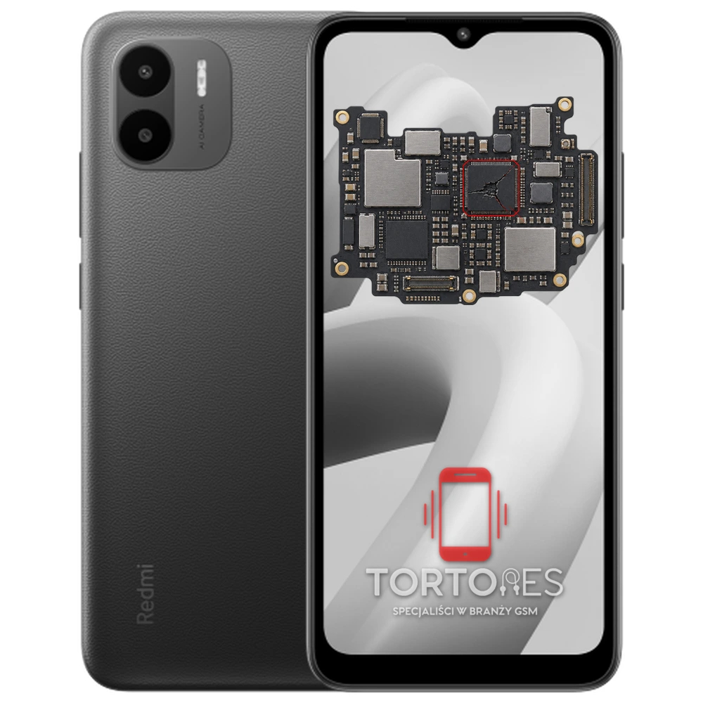 Redmi A1 z ilustracją płyty głównej - naprawa płyty głównej