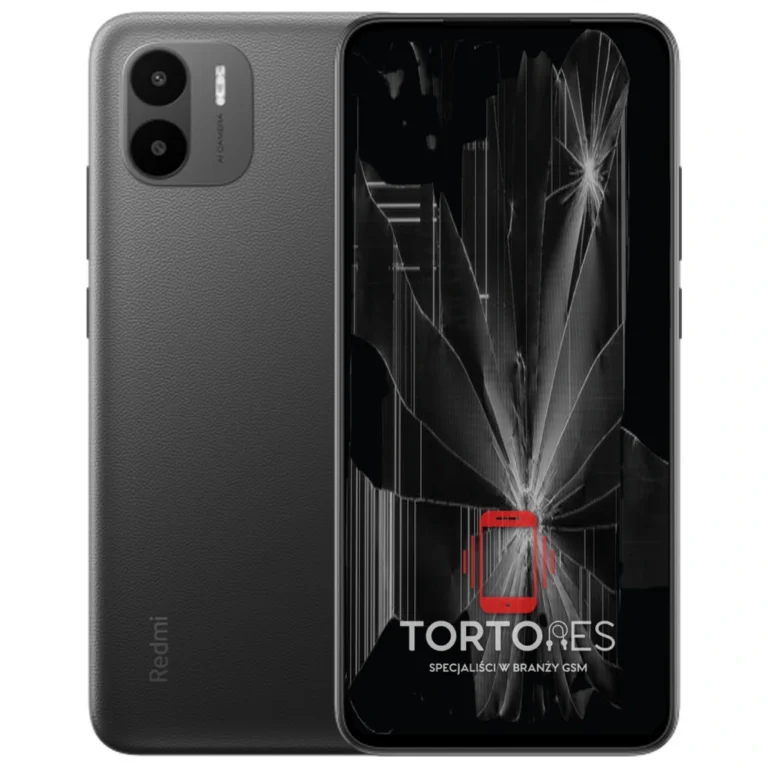 Redmi A1 z ilustracją pękniętego wyświetlacza - wymiana zbitego wyświetlacza