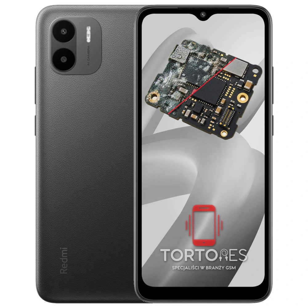 Redmi A2 z ilustracją zalania - czyszczenie po zalaniu