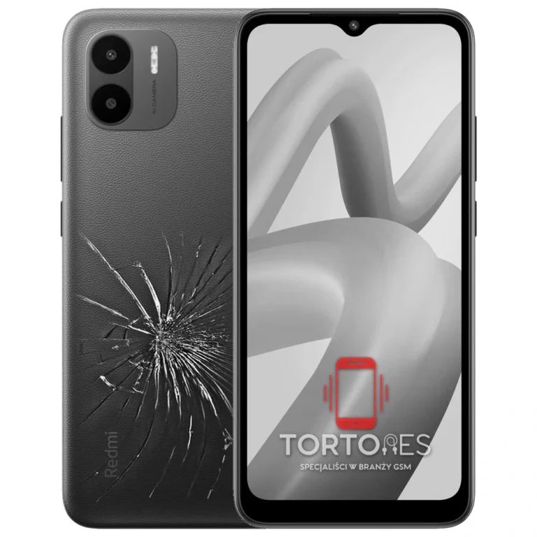 Redmi A2 z ilustracją pękniętej tylnej klapki - wymiana zbitej klapki