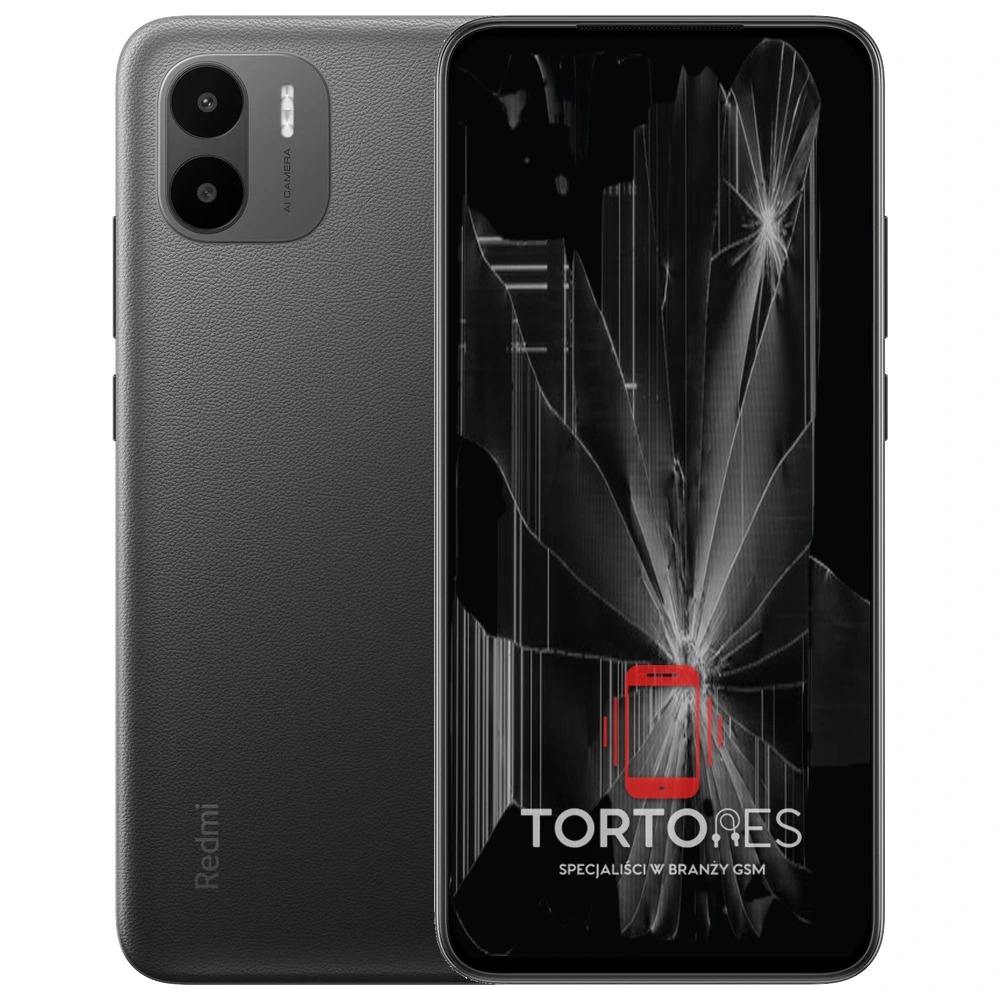 Redmi A2 z ilustracją pękniętego wyświetlacza - wymiana zbitego wyświetlacza