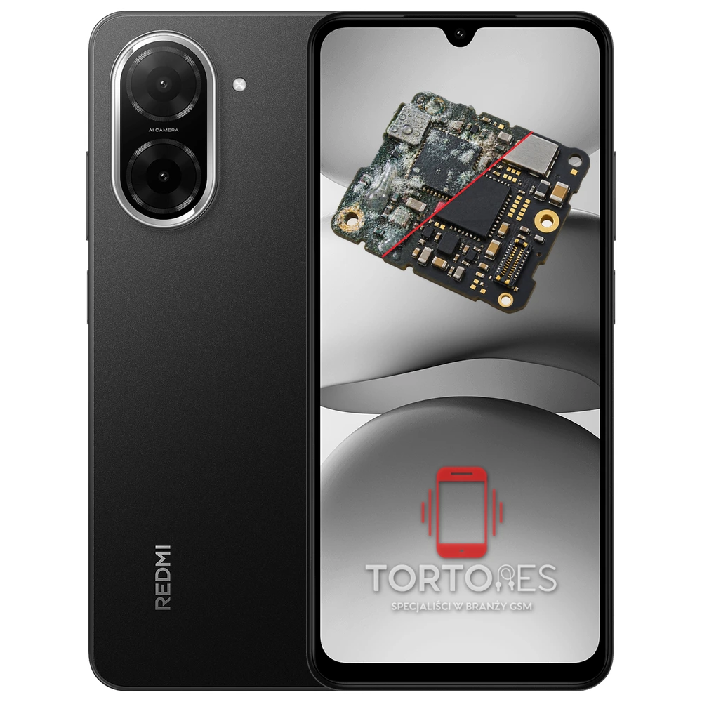 Redmi A5 z ilustracją zalania - czyszczenie po zalaniu