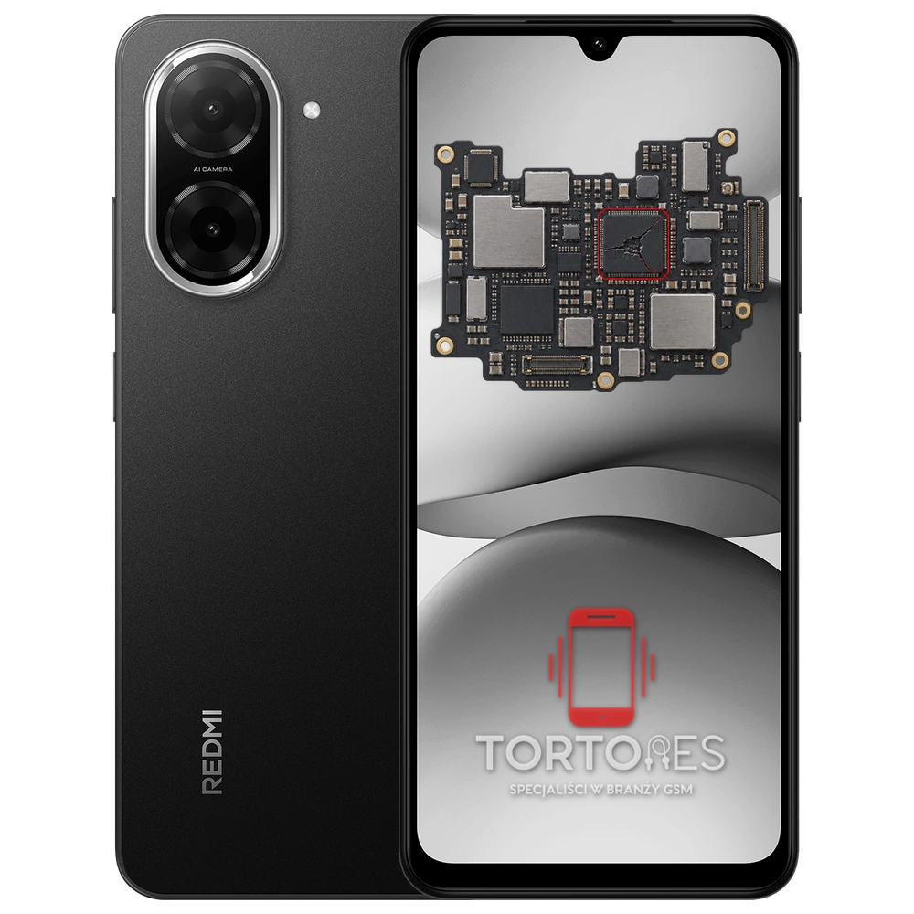 Redmi A5 z ilustracją płyty głównej - naprawa płyty głównej