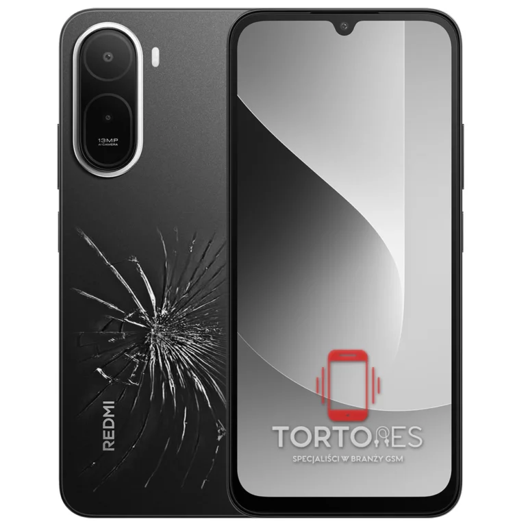 Redmi A7 Pro z ilustracją pękniętej tylnej klapki - wymiana zbitej klapki