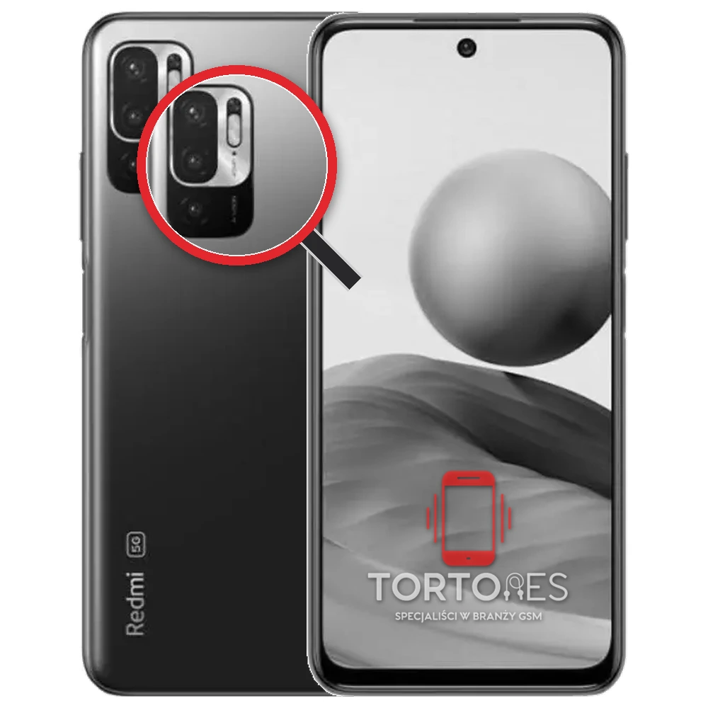 Redmi Note 10 5G z lupą na tylnych aparatach - wymiana tylnej kamery