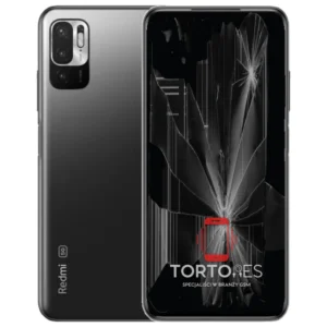 Redmi Note 10 5G z ilustracją pękniętego wyświetlacza - wymiana zbitego wyświetlacza