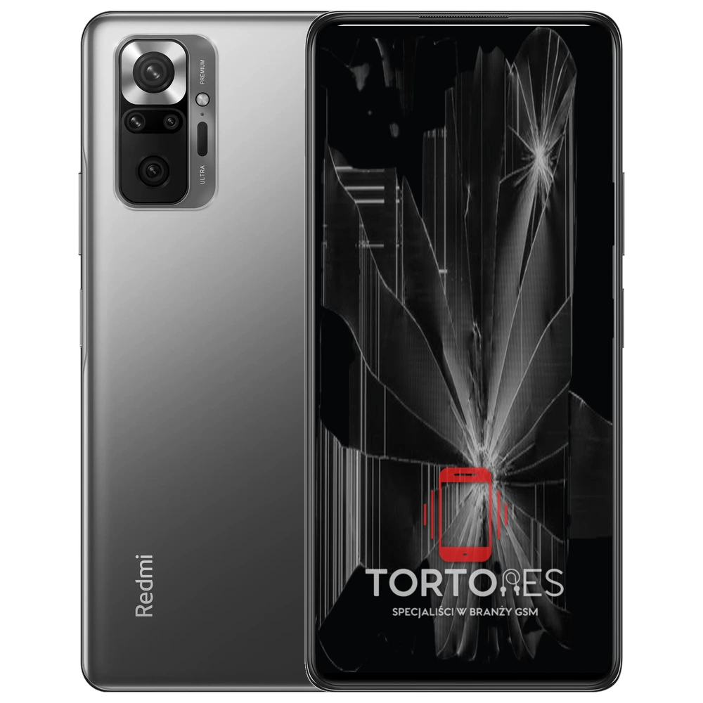 Redmi Note 10 Pro z ilustracją pękniętego wyświetlacza - wymiana zbitego wyświetlacza