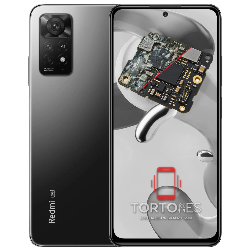 Redmi Note 11 Pro 5G z ilustracją zalania - czyszczenie po zalaniu