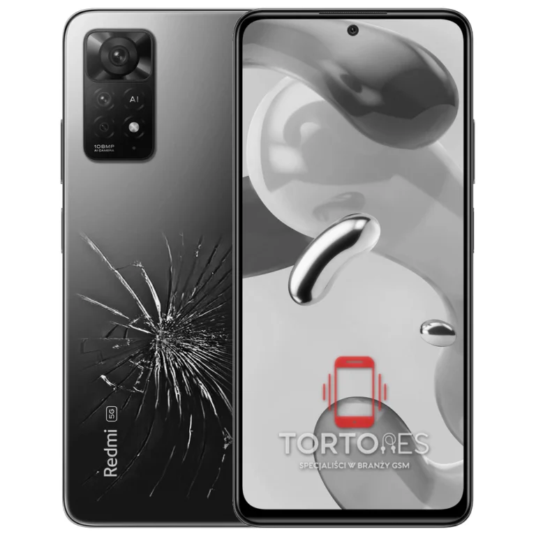 Redmi Note 11 Pro 5G z ilustracją pękniętej tylnej klapki - wymiana zbitej klapki