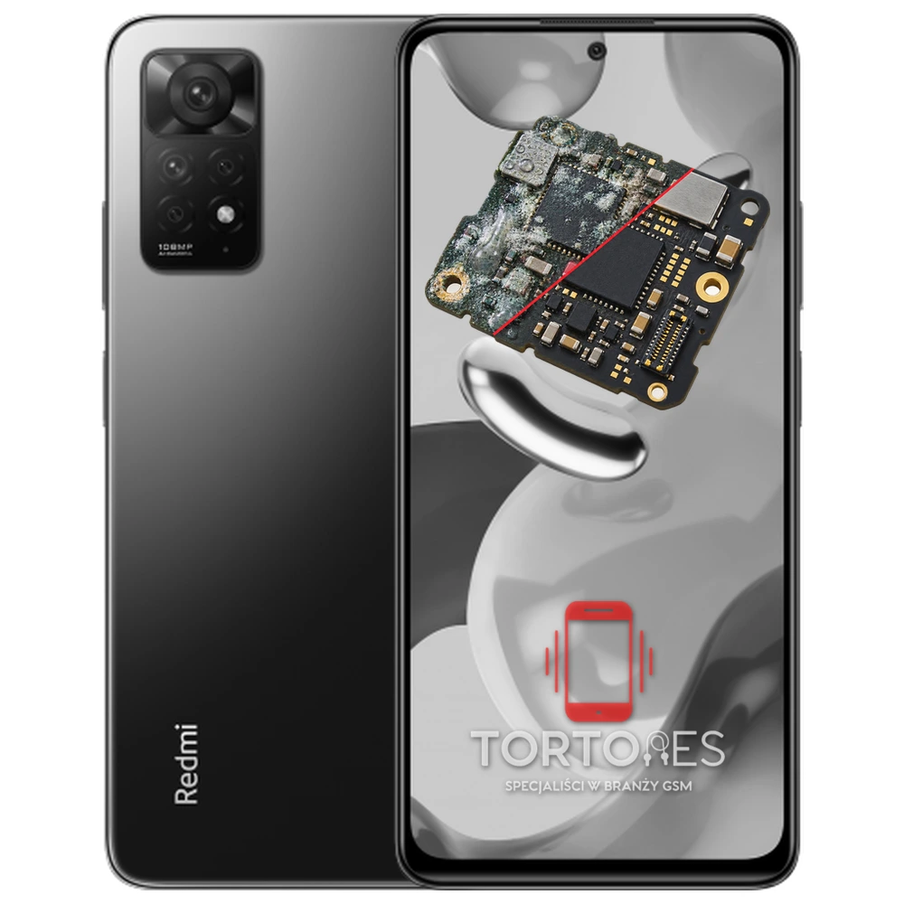 Redmi Note 11 Pro z ilustracją zalania - czyszczenie po zalaniu