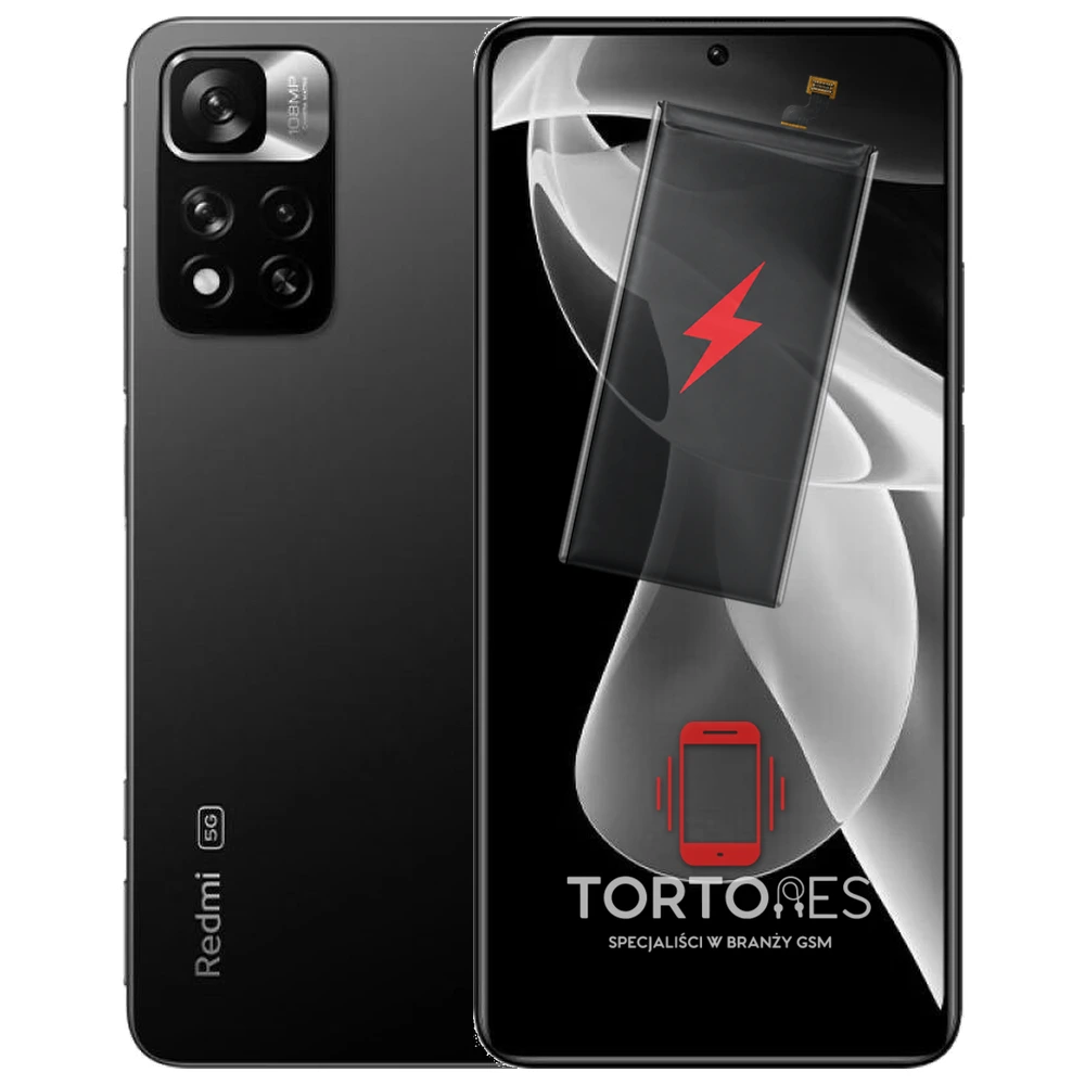 Redmi Note 11 Pro+ 5G z ilustracją baterii - wymiana baterii