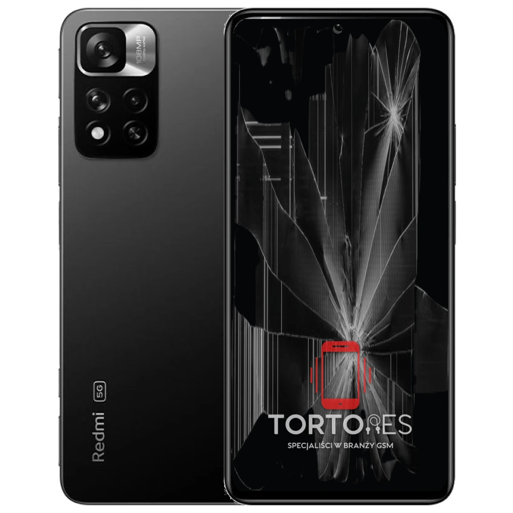 Redmi Note 11 Pro+ 5G z ilustracją pękniętego wyświetlacza - wymiana zbitego wyświetlacza