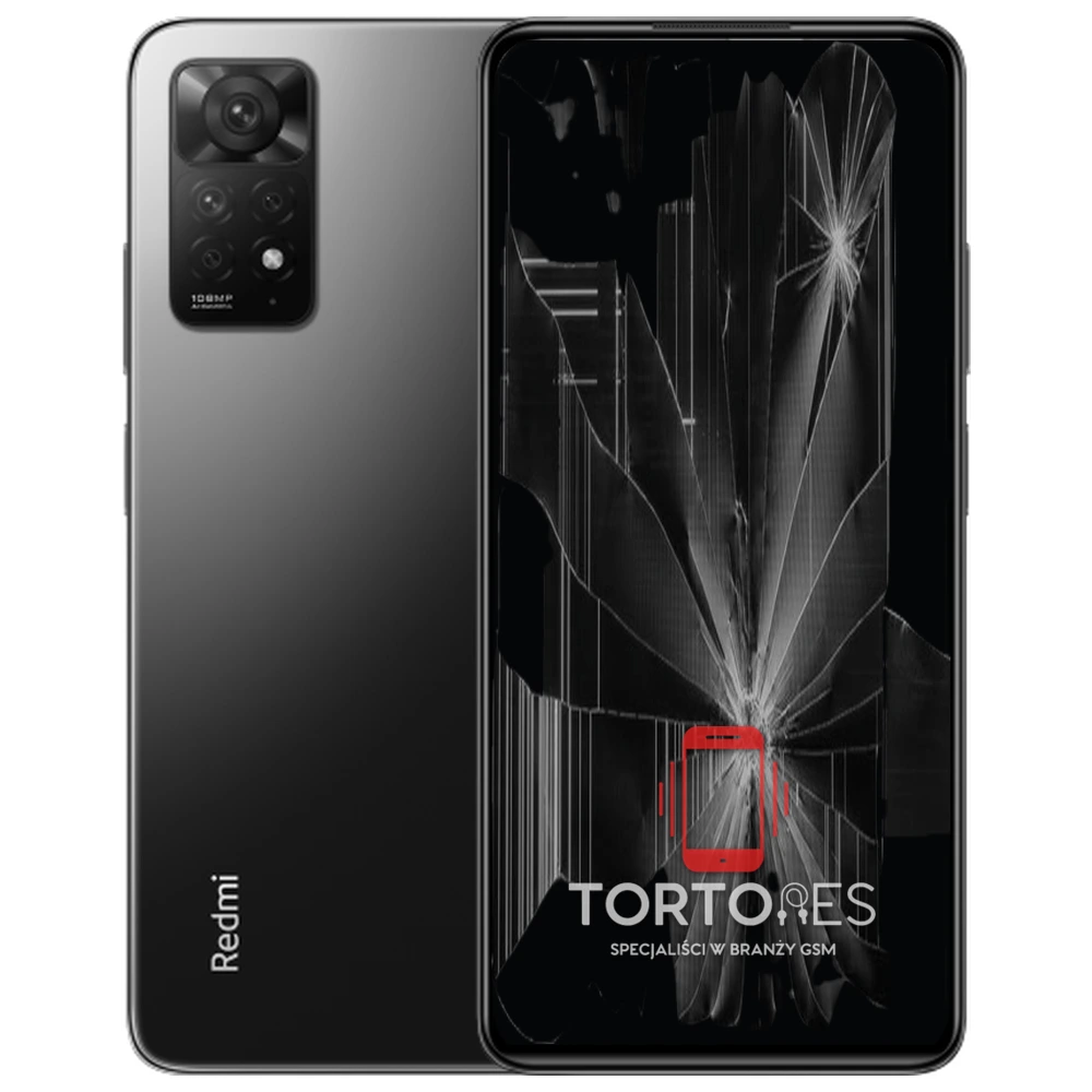 Redmi Note 11 Pro z ilustracją pękniętego wyświetlacza - wymiana zbitego wyświetlacza