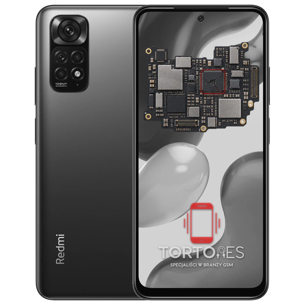 Redmi Note 11S z ilustracją płyty głównej - naprawa płyty głównej
