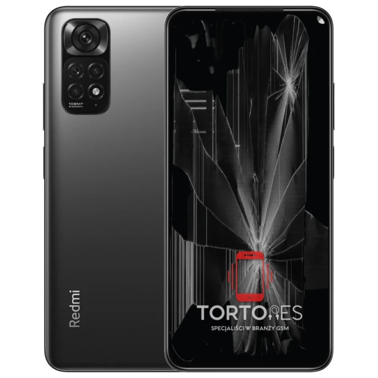 Redmi Note 11S z ilustracją pękniętego wyświetlacza - wymiana zbitego wyświetlacza