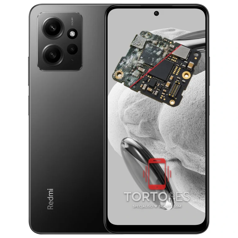 Redmi Note 12 z ilustracją zalania - czyszczenie po zalaniu
