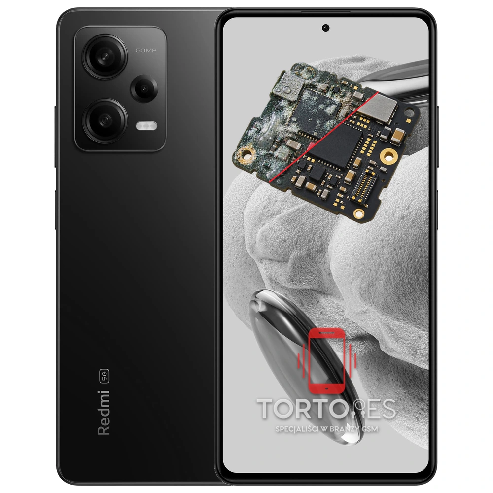 Redmi Note 12 Pro 5G z ilustracją zalania - czyszczenie po zalaniu