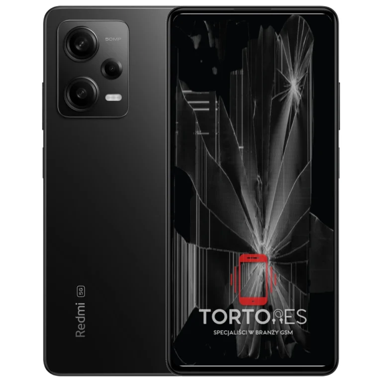 Redmi Note 12 Pro 5G z ilustracją pękniętego wyświetlacza - wymiana zbitego wyświetlacza