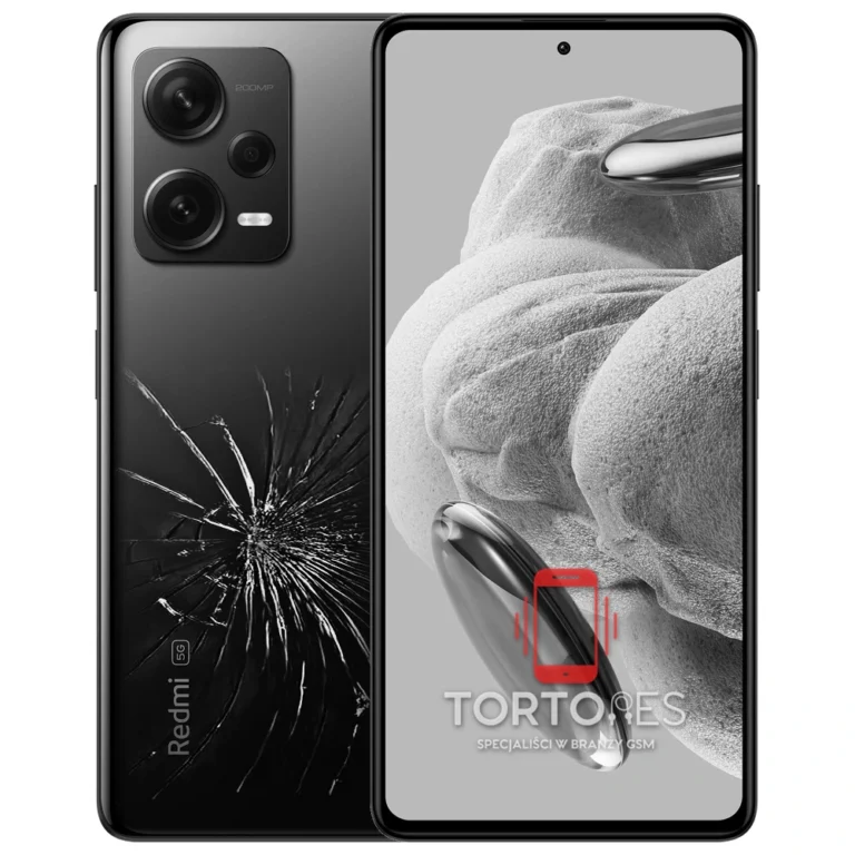 Redmi Note 12 Pro+ 5G z ilustracją pękniętej tylnej klapki - wymiana zbitej klapki