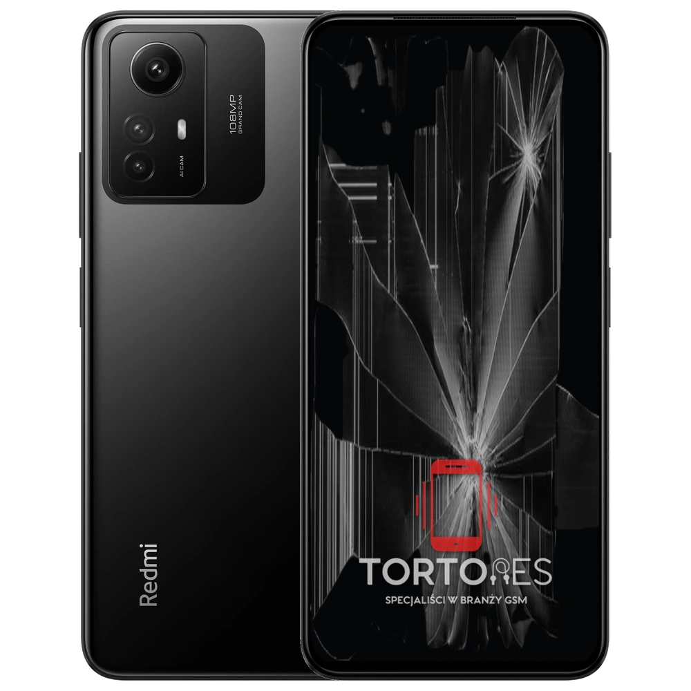 Redmi Note 12S z ilustracją pękniętego wyświetlacza - wymiana zbitego wyświetlacza