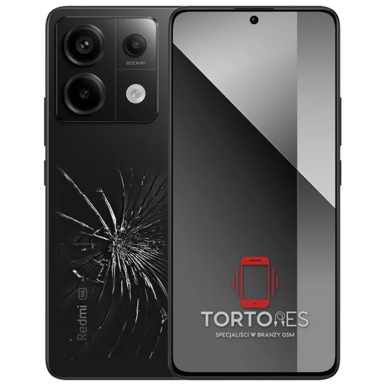 Redmi Note 13 Pro 5G z ilustracją pękniętej tylnej klapki - wymiana zbitej klapki