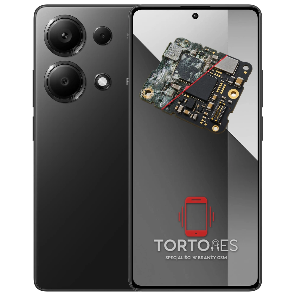 Redmi Note 13 Pro z ilustracją zalania - czyszczenie po zalaniu