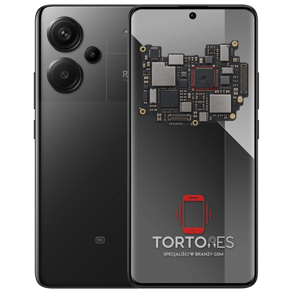 Redmi Note 13 Pro+ 5G z ilustracją płyty głównej - naprawa płyty głównej