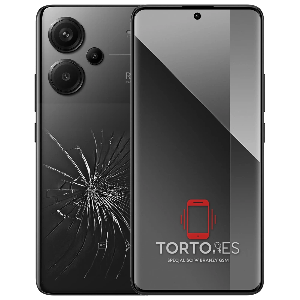 Redmi Note 13 Pro+ 5G z ilustracją pękniętej tylnej klapki - wymiana zbitej klapki