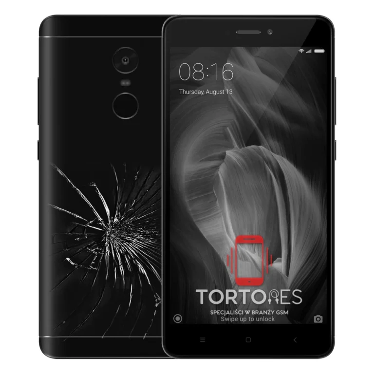 Redmi Note 4 z ilustracją pękniętej tylnej klapki - wymiana zbitej klapki