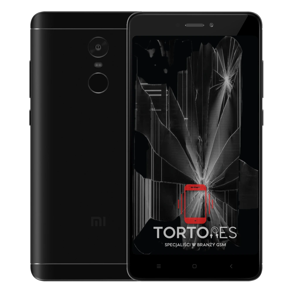 Redmi Note 4 z ilustracją pękniętego wyświetlacza - wymiana zbitego wyświetlacza