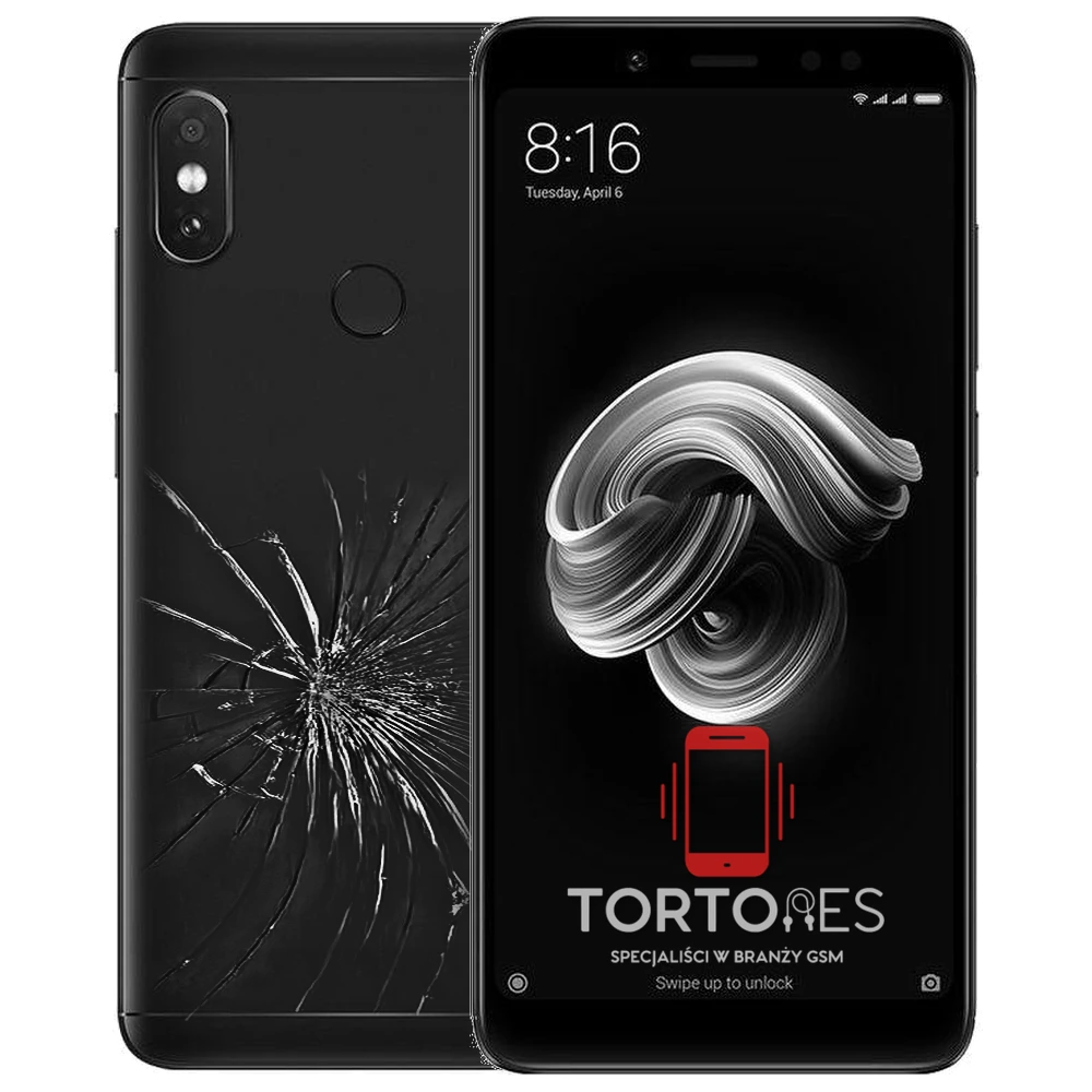 Redmi Note 5 z ilustracją pękniętej tylnej klapki - wymiana zbitej klapki