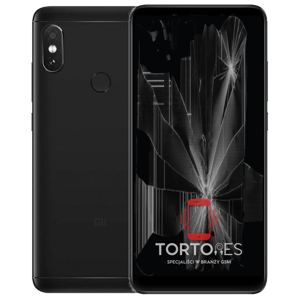 Redmi Note 5 z ilustracją pękniętego wyświetlacza - wymiana zbitego wyświetlacza