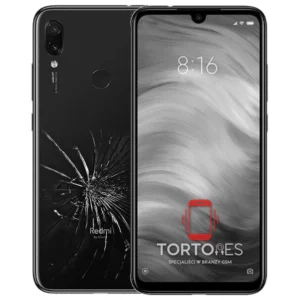 Redmi Note 7 z ilustracją pękniętej tylnej klapki - wymiana zbitej klapki