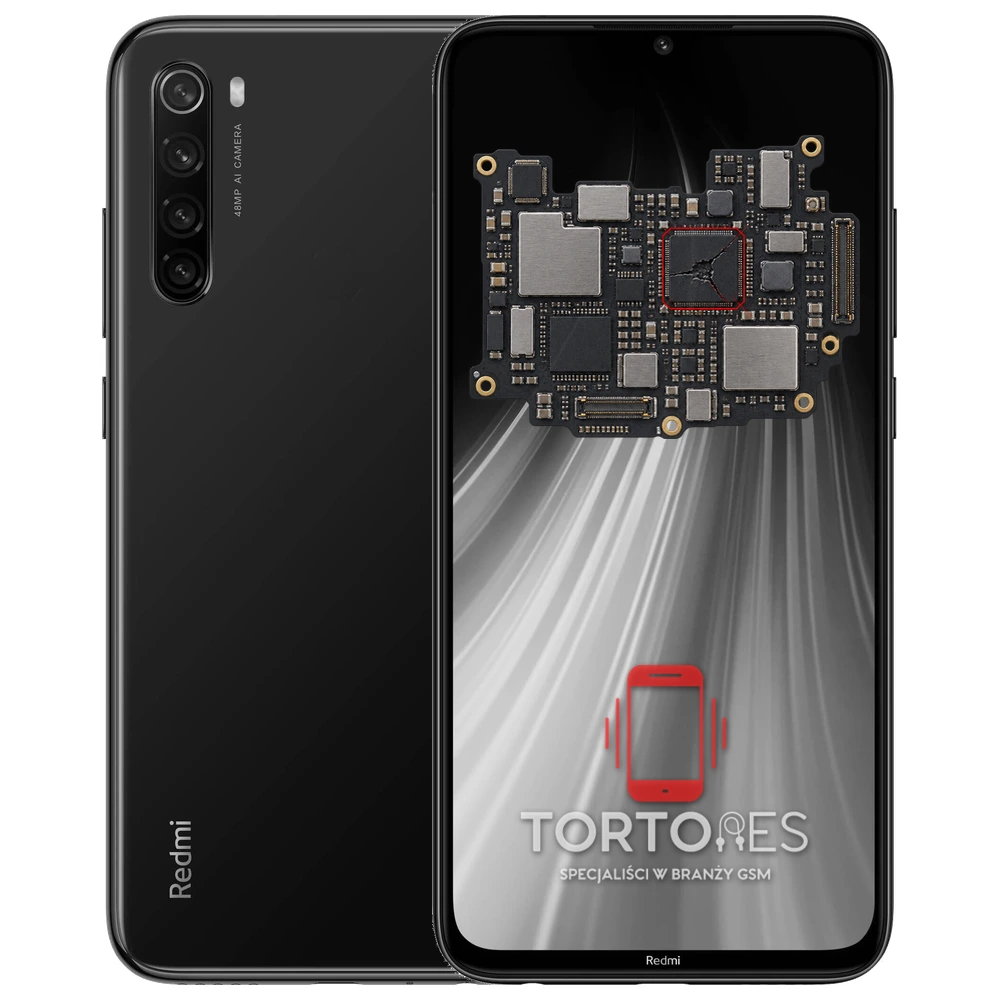 Redmi Note 8 z ilustracją płyty głównej - naprawa płyty głównej