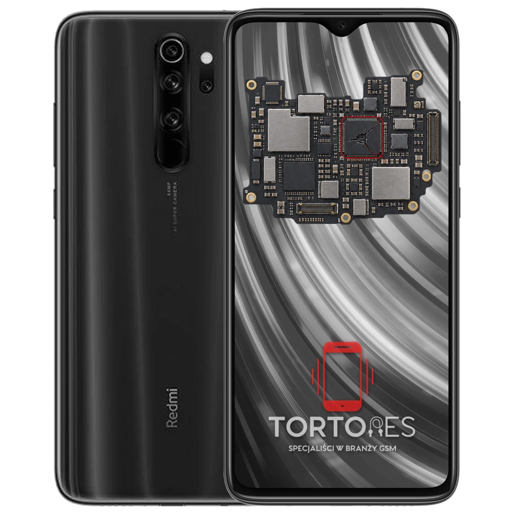 Redmi Note 8 Pro z ilustracją płyty głównej - naprawa płyty głównej