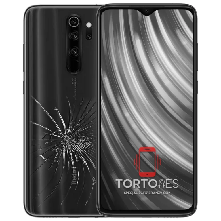 Redmi Note 8 Pro z ilustracją pękniętej tylnej klapki - wymiana zbitej klapki