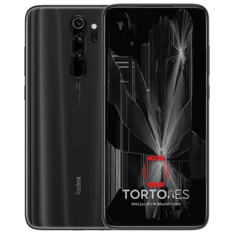 Redmi Note 8 Pro z ilustracją pękniętego wyświetlacza - wymiana zbitego wyświetlacza
