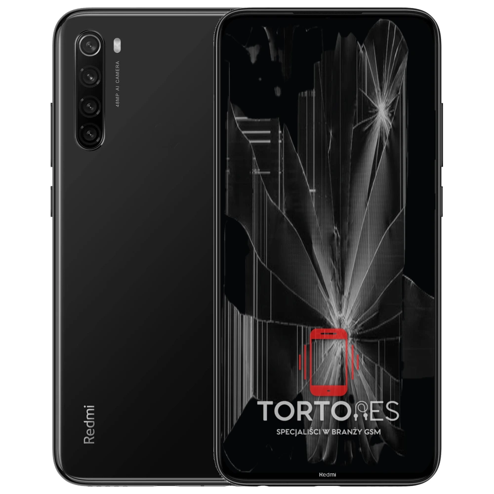 Redmi Note 8 z ilustracją pękniętego wyświetlacza - wymiana zbitego wyświetlacza