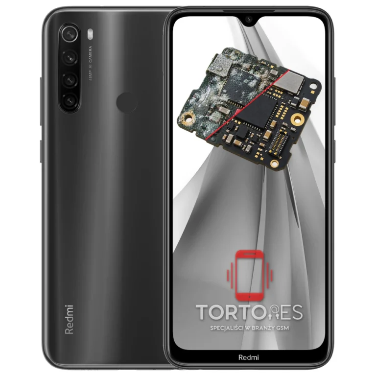 Redmi Note 8T z ilustracją zalania - czyszczenie po zalaniu
