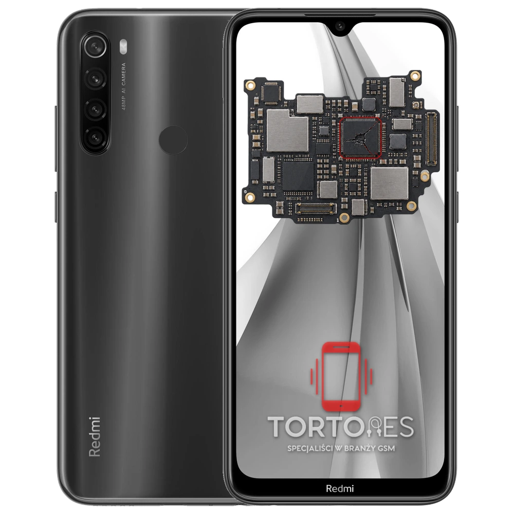 Redmi Note 8T z ilustracją płyty głównej - naprawa płyty głównej