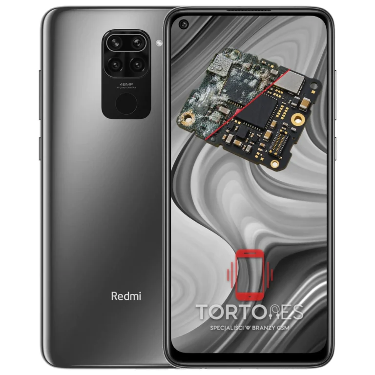 Redmi Note 9 z ilustracją zalania - czyszczenie po zalaniu