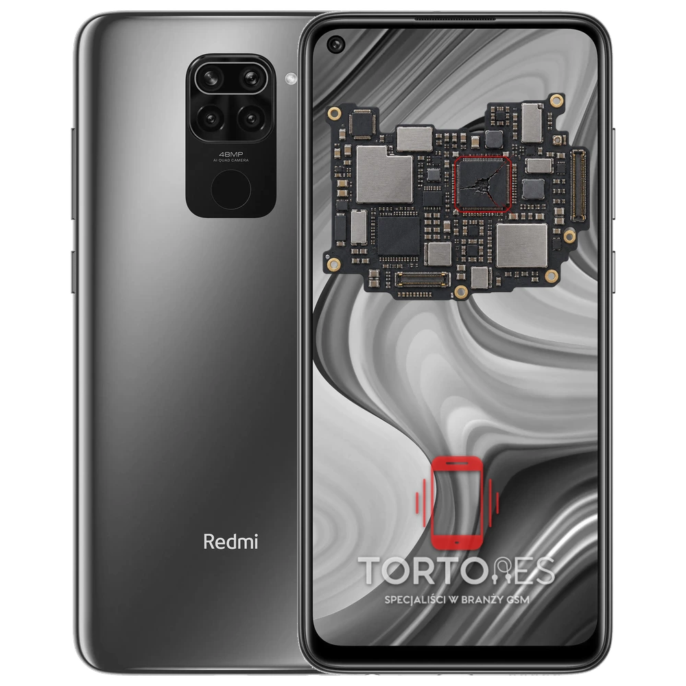 Redmi Note 9 z ilustracją płyty głównej - naprawa płyty głównej