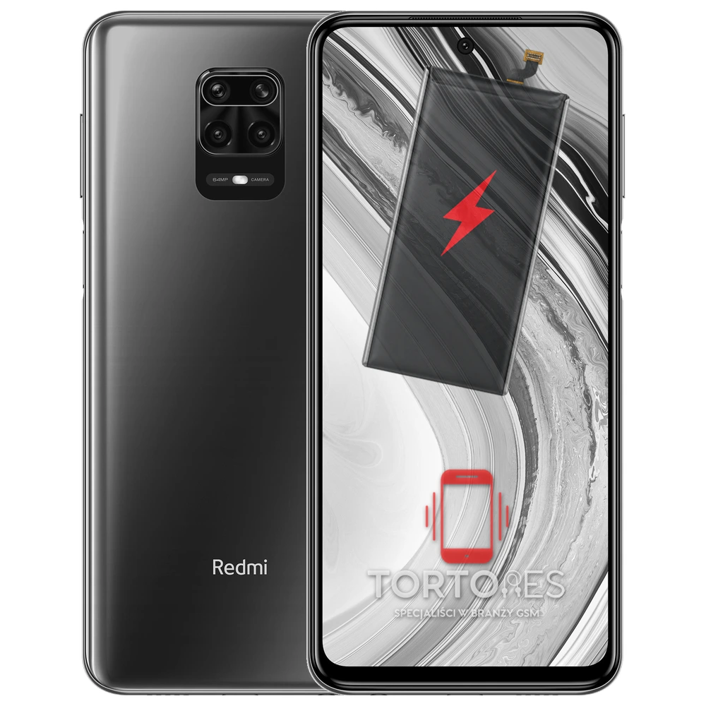 Redmi Note 9 Pro z ilustracją baterii - wymiana baterii