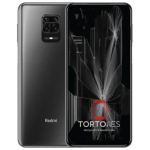 Redmi Note 9 Pro z ilustracją pękniętego wyświetlacza - wymiana zbitego wyświetlacza
