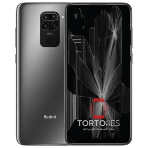 Redmi Note 9 z ilustracją pękniętego wyświetlacza - wymiana zbitego wyświetlacza