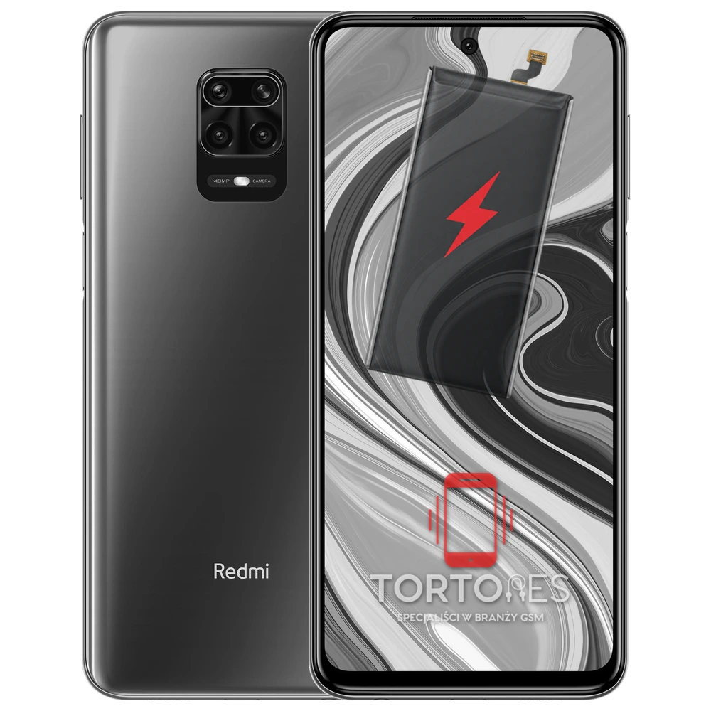 Redmi Note 9S z ilustracją baterii - wymiana baterii