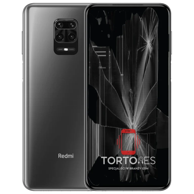 Redmi Note 9S z ilustracją pękniętego wyświetlacza - wymiana zbitego wyświetlacza