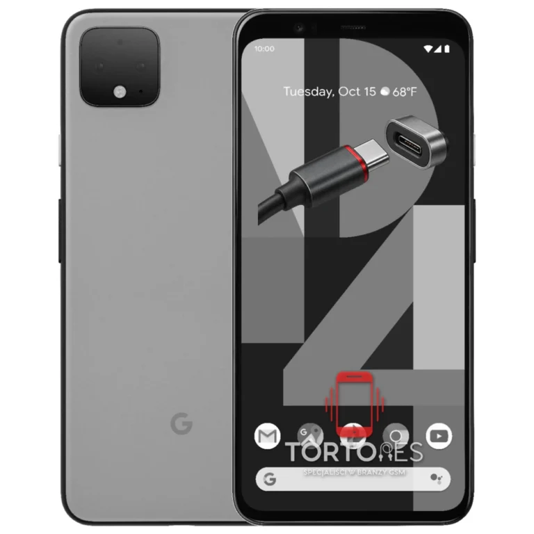 Google Pixel 4 XL z ilustracją złącza ładowania - naprawa złącza ładowania